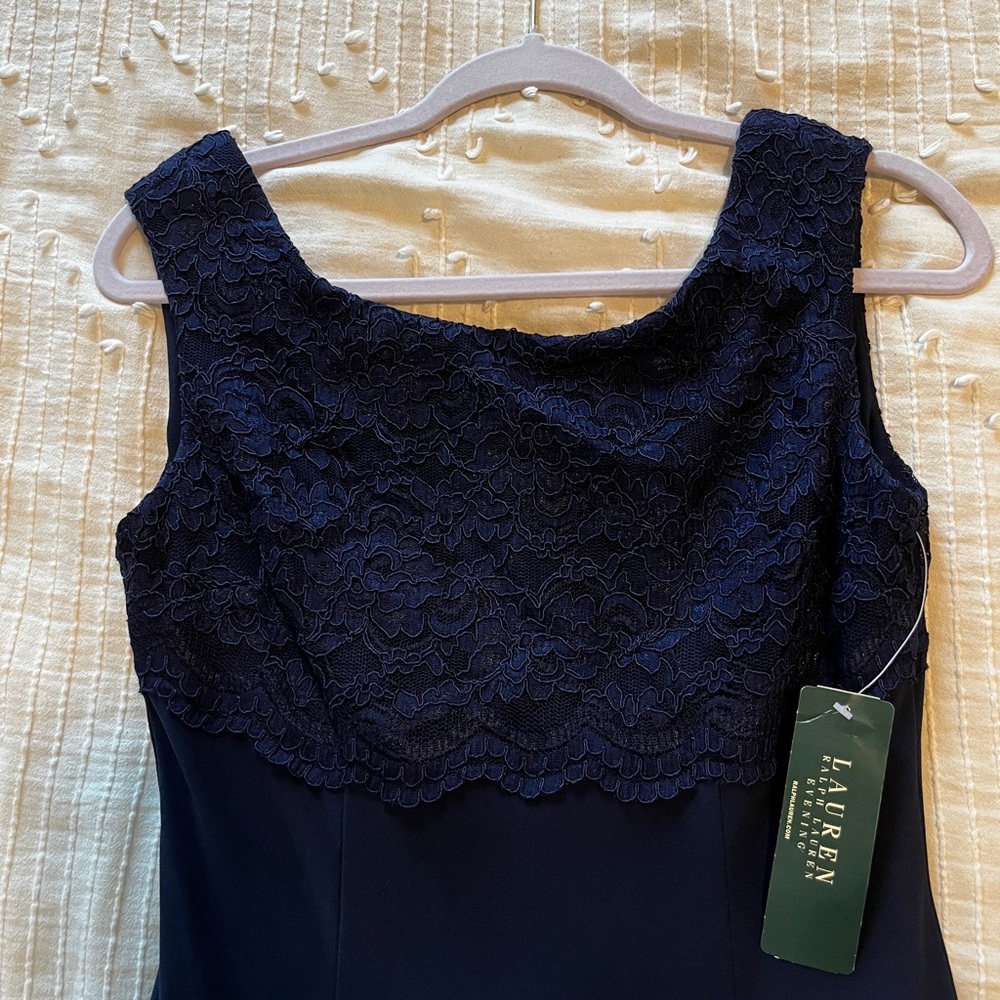 Ralph Lauren Evening Summer Dress- Lace top - Navy Blue